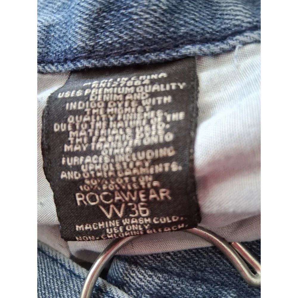 Vintage Y2K Rocawear Jeans Size 36 Straight‎ Distressed Patched Bleached Grunge